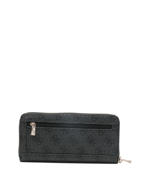 Guess Black Portefeuille Zippé Laurel Ii Monogrammé