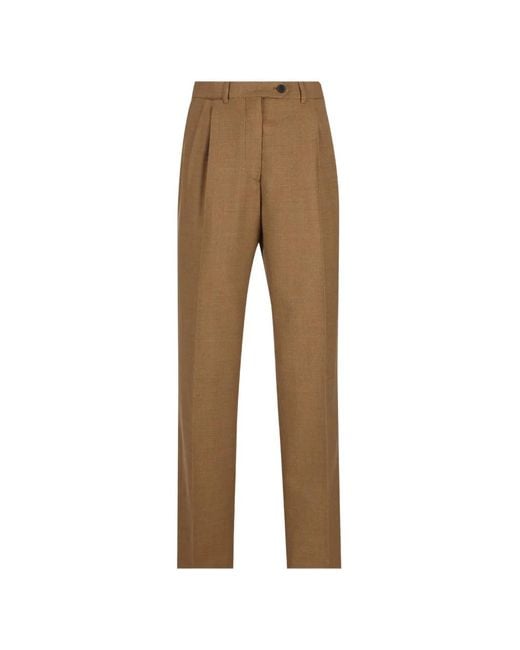 Prada Natural Pleated Virgin-Wool Trousers