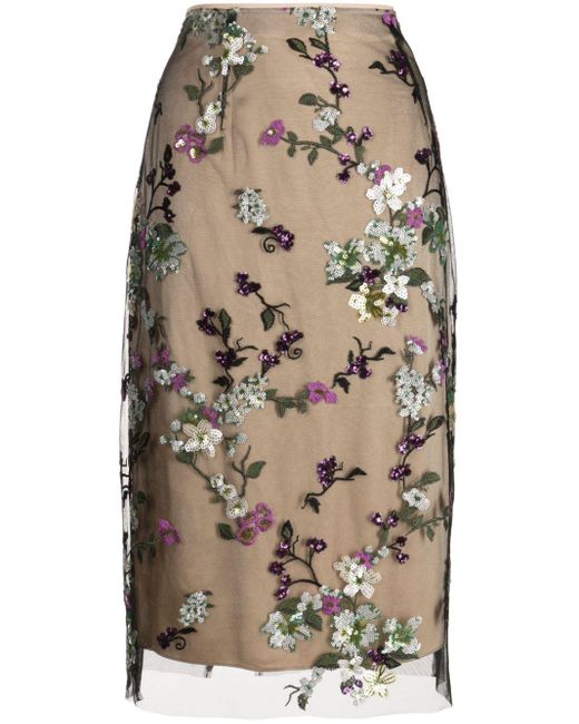 Vince Multicolor Begonia Sequin-embellished Midi Skirt