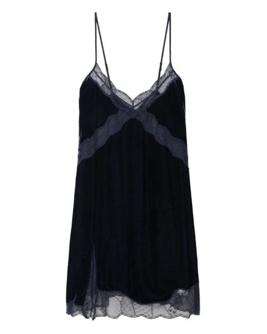 Zadig & Voltaire Black Lace-Trim Mini Dress