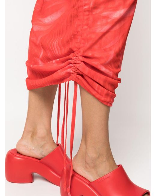CANNARI CONCEPT Red Ruched-detail High-waist Skirt