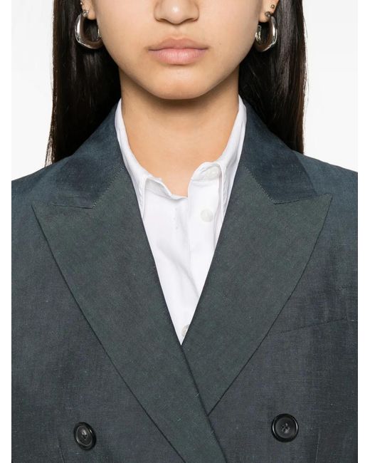 PT Torino Blue Double-Breasted Peak-Lapel Blazer