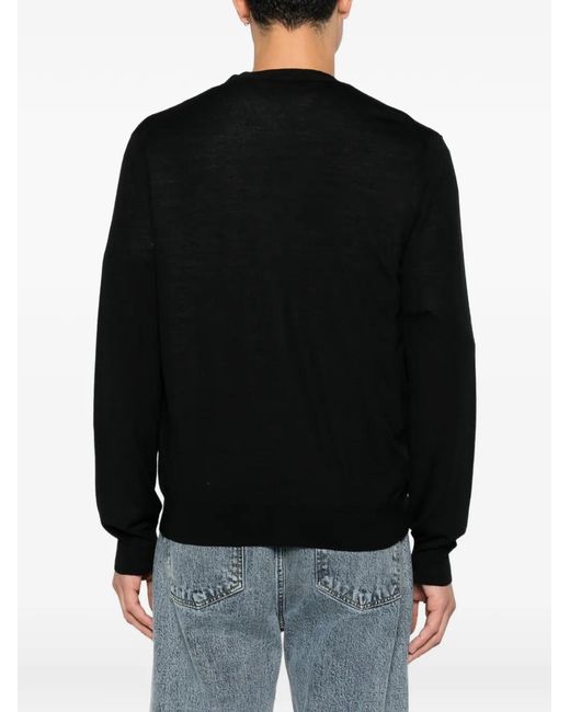 Corneliani Black Button-Up V-Neck Cardigan for men