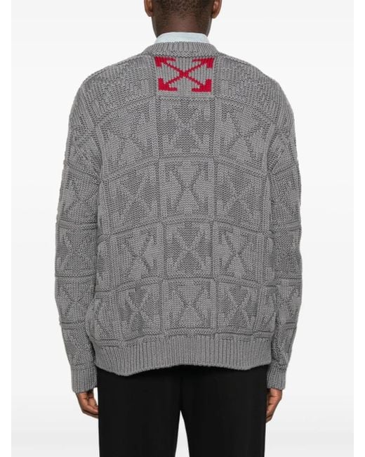 Off-White c/o Virgil Abloh Gray Patterned Sweater for men