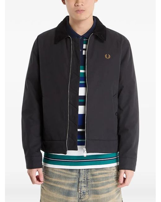 Fred Perry Gray Veste Bomber Caban À Col En Velours Côtelé for men