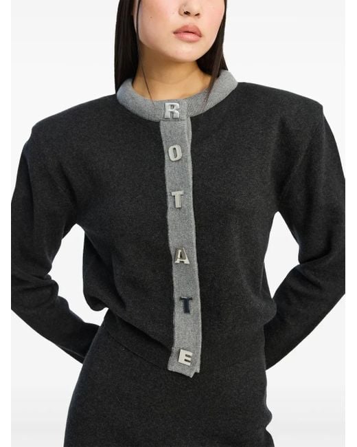 ROTATE BIRGER CHRISTENSEN Black Logo-Lettering Cardigan