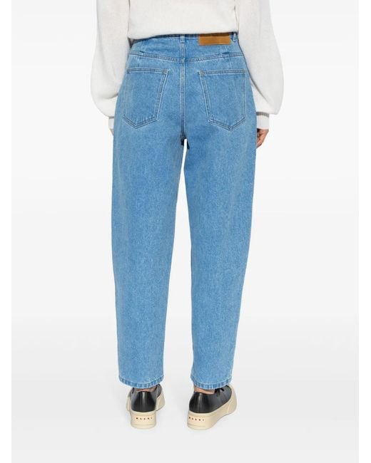 Marni Blue Mid-Rise Tapered-Leg Jeans