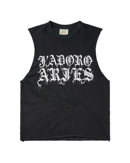 Aries Black Gothic J'Adoro Graphic-Print Sleeveless Vest