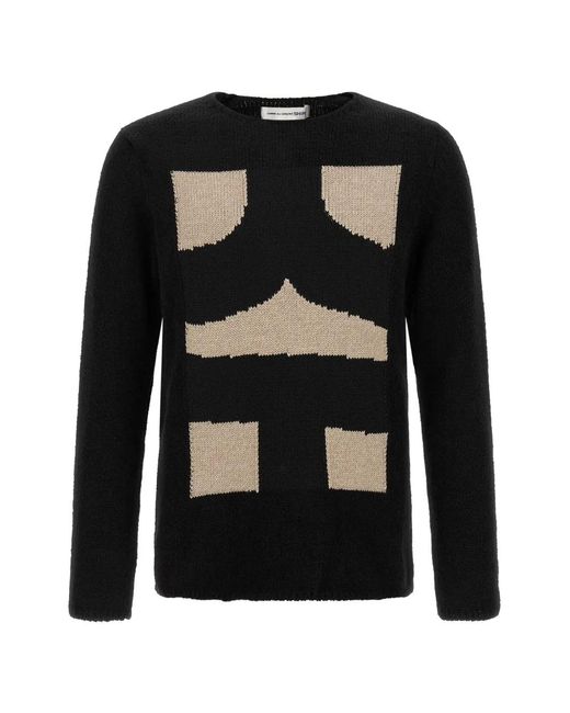 Comme des Garçons Black Intarsia-Knit Crew-Neck Sweater for men