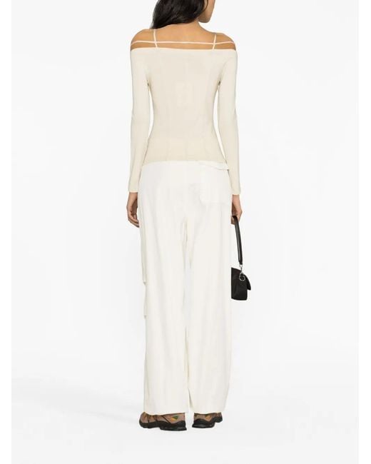 Jacquemus Natural Le T-Shirt Sierra Off-Shoulder Top