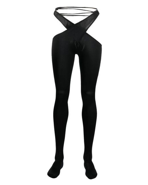Mugler X Wolford Wraparound Crisscross Tights in Black Lyst