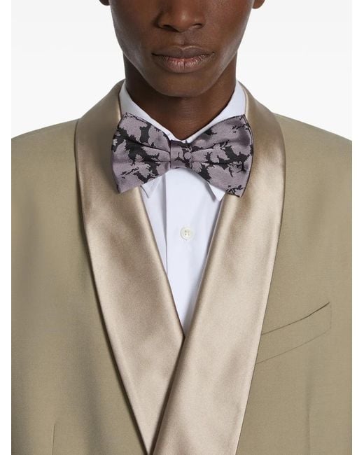 Dries Van Noten White Patterned Silk Bow Tie for men