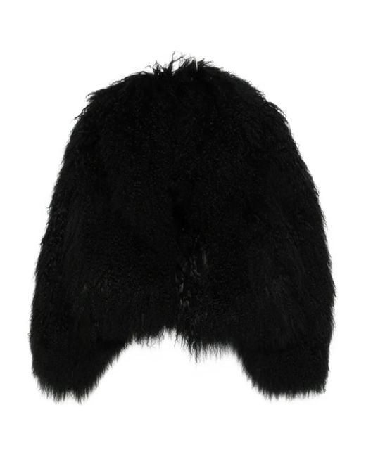 Blancha Textured Faux-fur Coat Black