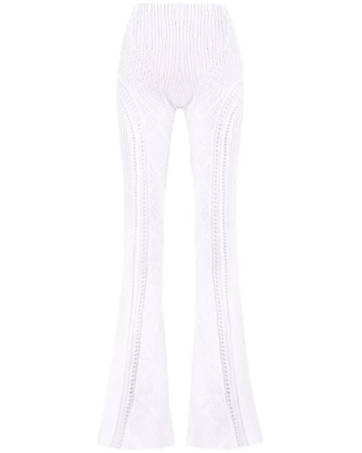 Roberta Einer White Disco Open-Knit Trousers