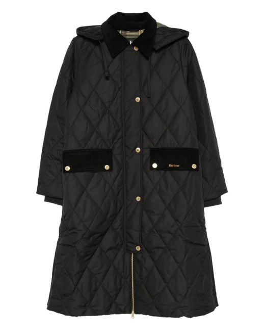 Cappotto Trapuntato Con Cappuccio di Barbour in Black