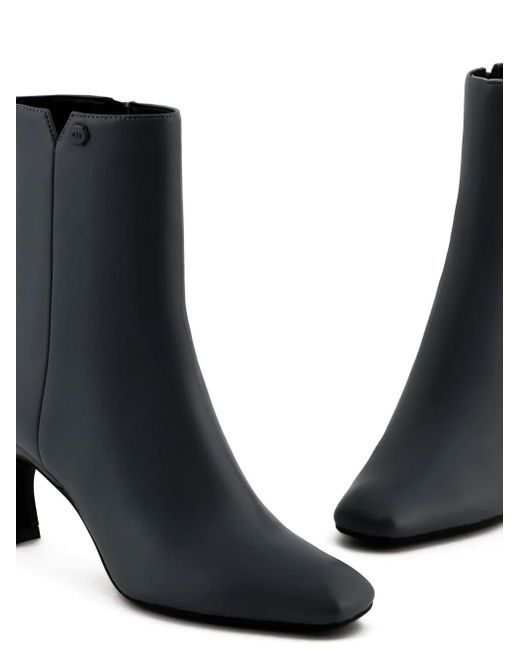 ARMANI EXCHANGE Black Logo Plaque Ankle Boots