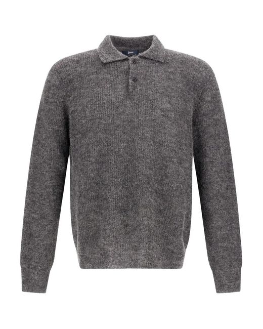 Herno Gray Cob-Stitch Polo Shirt for men