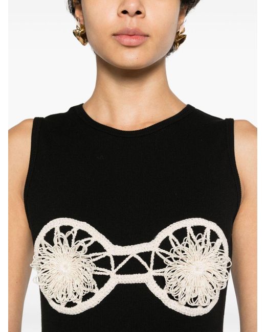 Magda Butrym Black Crochet-detailed Cotton Maxi Dress