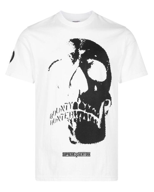 Supreme White X Bounty Hunter Skulls T-shirt