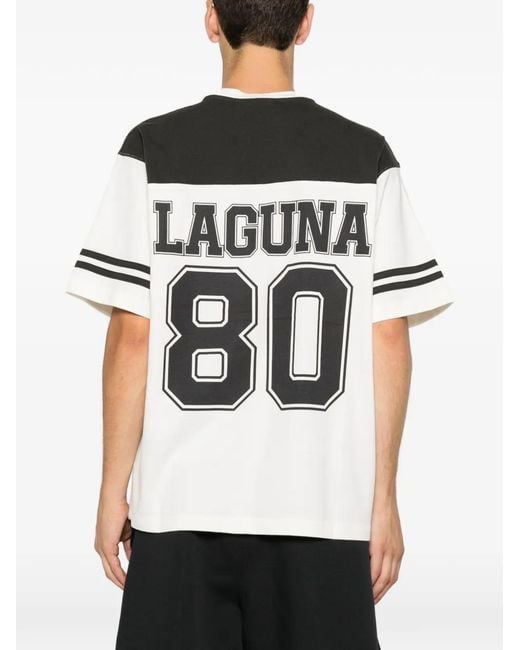 Stussy Black Laguna Logo-Print Panelled T-Shirt