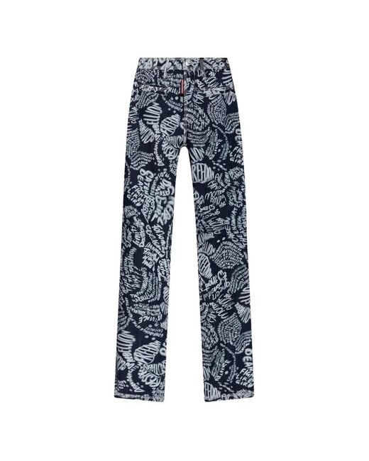 DSquared² Blue Dark Flower Wash Dalma Jeans