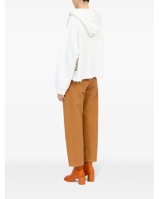 MM6 by Maison Margiela White Logo-Print Hoodie