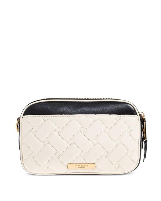 Bolso de hombro acolchado con doble cremallera Kurt Geiger de color Natural