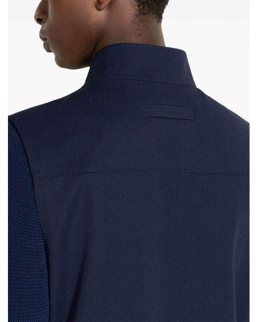 Zegna Blue Zip-up Wool-mohair Vest for men