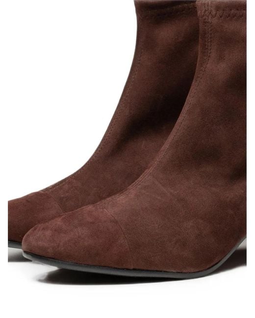 Poche Paris Brown Suede Block-Heel Ankle Boots