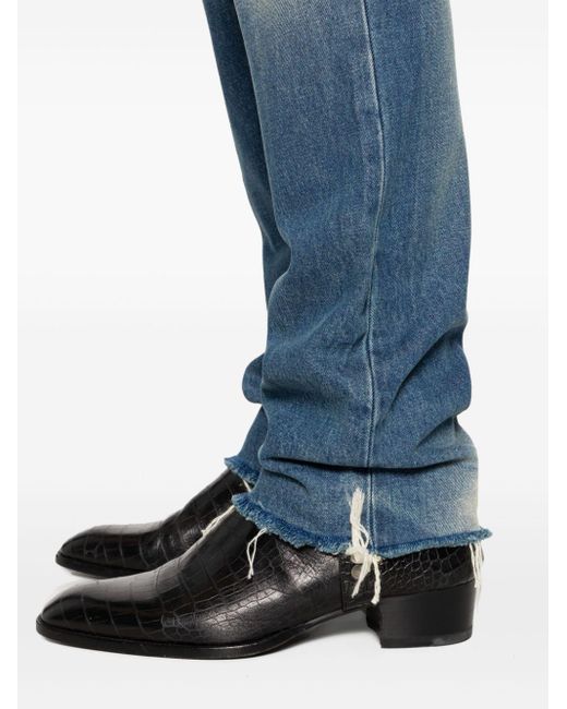 Gucci Blue Mid-rise Straight-leg Raw-cut Jeans for men