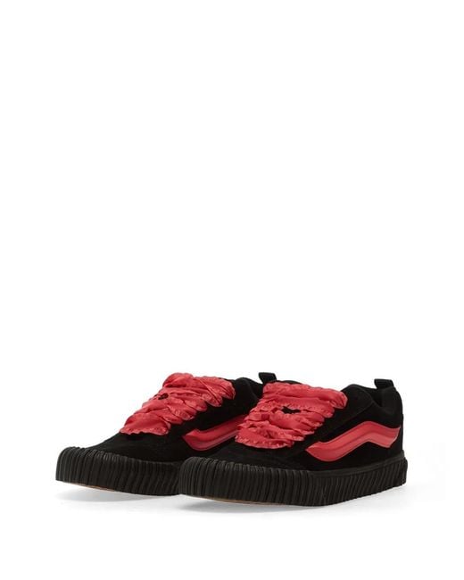 Vans White Knu Skool Ruffled Lace-Up Sneakers