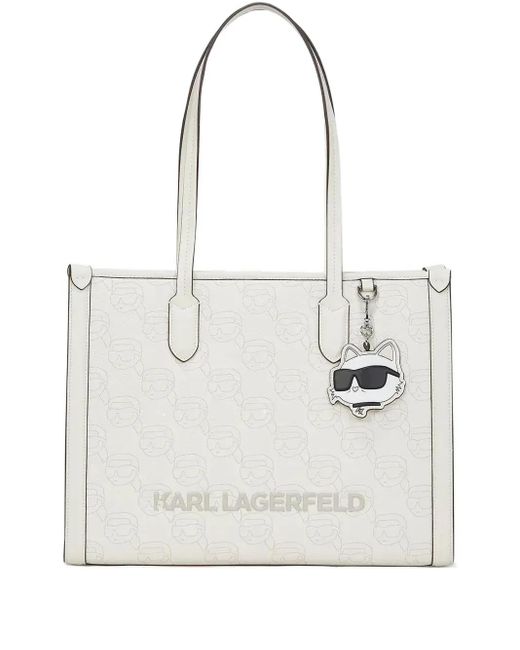 Karl Lagerfeld White Medium Ikon Tote Bag