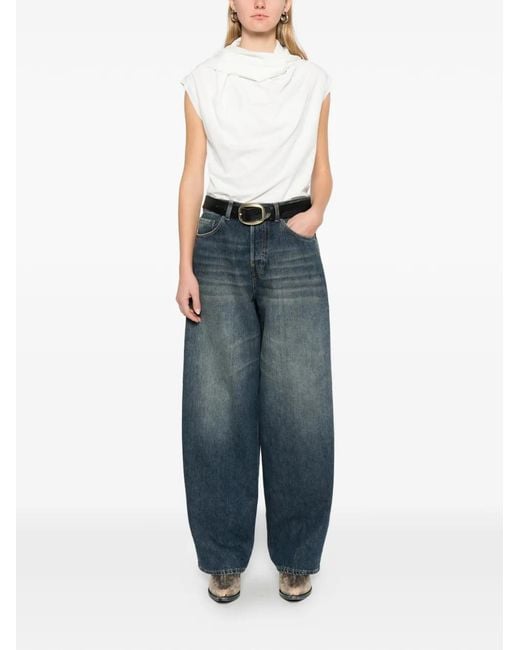 Haikure Blue Bethany Front-Button Wide-Leg Jeans