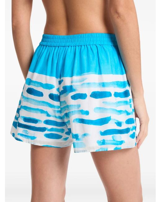 Michael Kors Blue Abstract-Print Elasticated Shorts