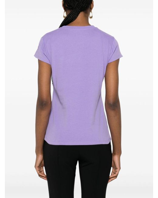 T-shirt en coton à logo brodé Elisabetta Franchi en coloris Purple