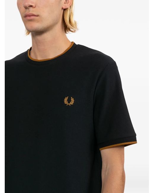 Fred Perry Black T-Shirt Laurel Wreath À Motif Brodé for men