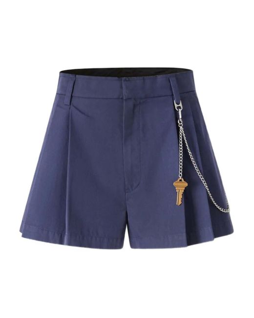 Alexander Wang Blue Pleated Chain-Detail Skorts