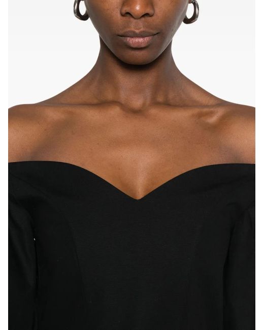 RHIZOME Black Veracruz Off-Shoulder Corset Top