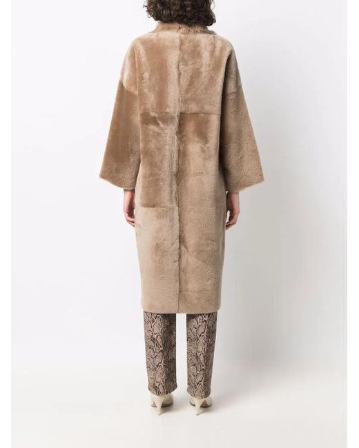 Liska Natural Reversible Single-Breasted Shearling Coat