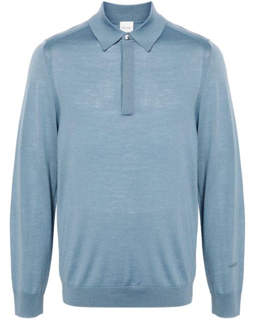 Paul Smith Blue Fine-knit Polo Shirt for men