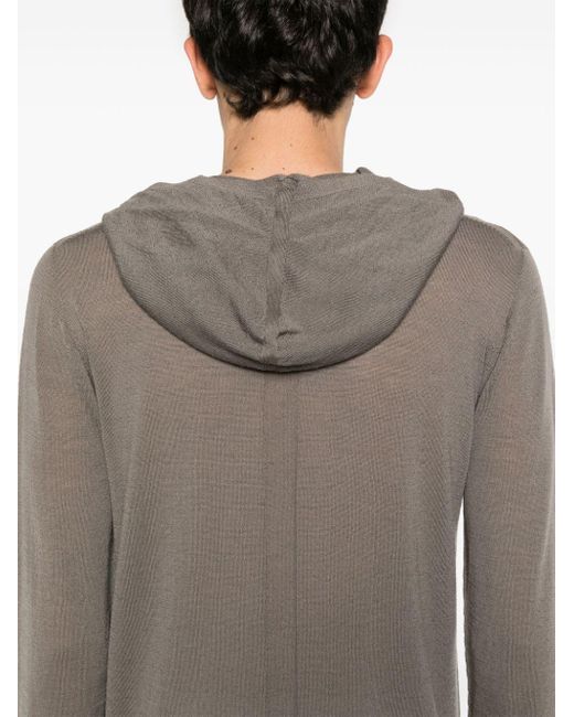 Rick Owens Gray Long-sleeve Knitted Hoodie for men