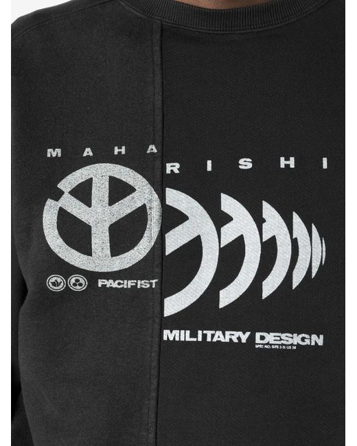 Maharishi Black Maha Logo-Print Panelled Sweater for men