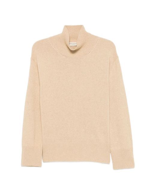 SERGIO MORETTI FIRENZE Natural Ribbed-Trim Mock-Neck Sweater