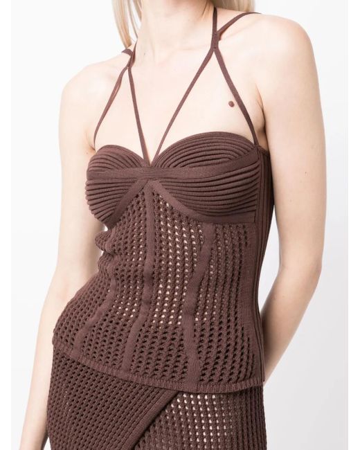 ANDREADAMO Purple Halterneck Knitted Top