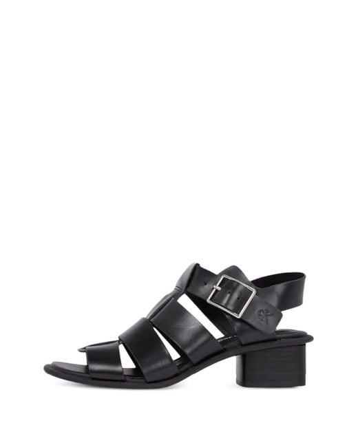 Calvin Klein White Buckle-Fastening Cage-Design Heeled Sandals