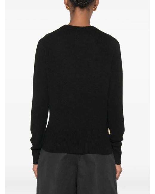 Soft Goat Black Ribbed-Trim Sweater