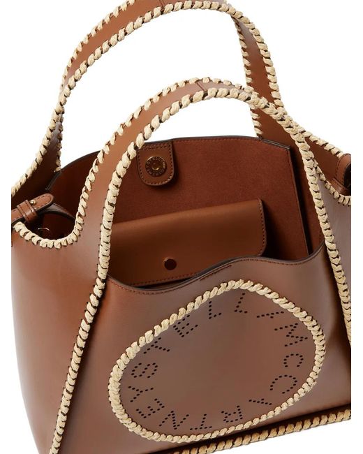 Stella McCartney Brown Logo-Appliqué Shoulder Bag
