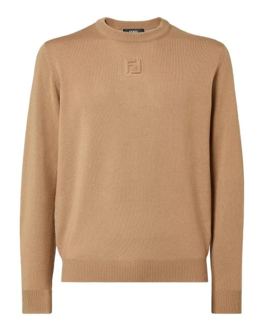 メンズ Fendi Embossed-logo Wool Sweater Brown