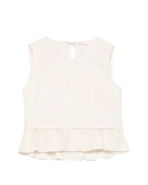 Liu Jo White Floral Sequin Blouse