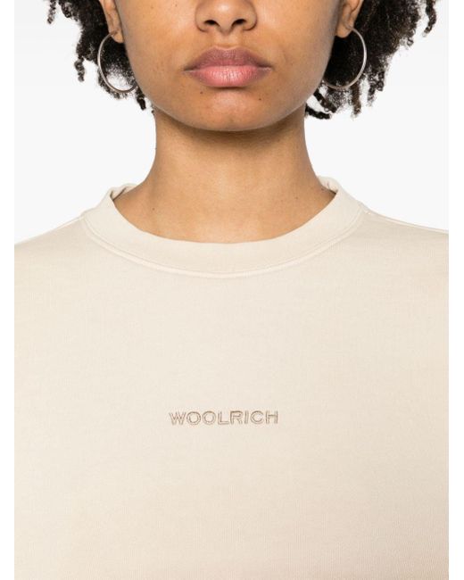 Woolrich Natural Logo-embroidered Cropped Sweatshirt